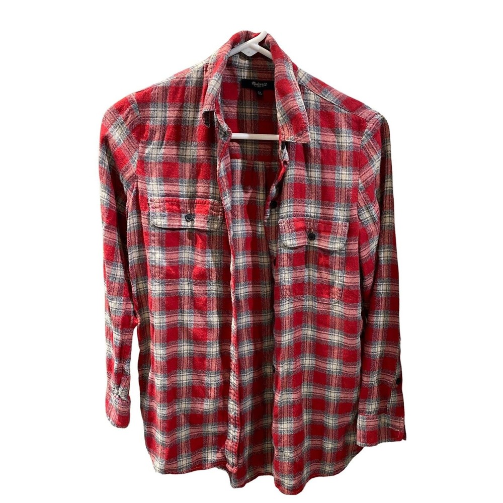 Madewell size XS Ex Boyfriend Flannel Women Shirt Red Super Soft